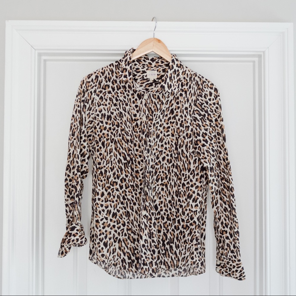 Leopard Print J.Crew Perfect Button Down Shirt